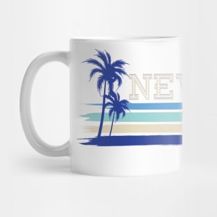 Newquay Cornwall UK Seaside Holiday Retro Surf Palm Tree stripe Mug